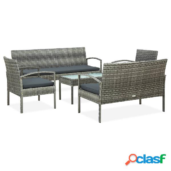 vidaXL Set de muebles de jardín 5 pzas y cojines ratán
