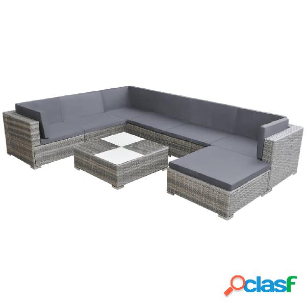 vidaXL Set de muebles de jardín 8 pzas y cojines ratán