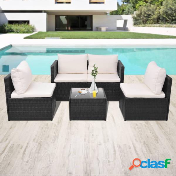 vidaXL Set muebles de jardín 5 piezas y cojines ratán