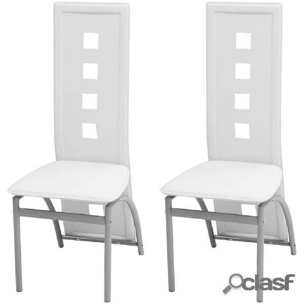 vidaXL Sillas de comedor 2 unidades cuero sintético blanco