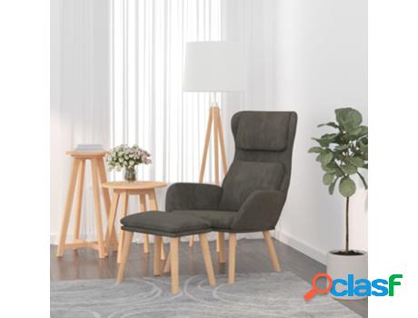 vidaXL Sillón de relax con taburete terciopelo gris oscuro