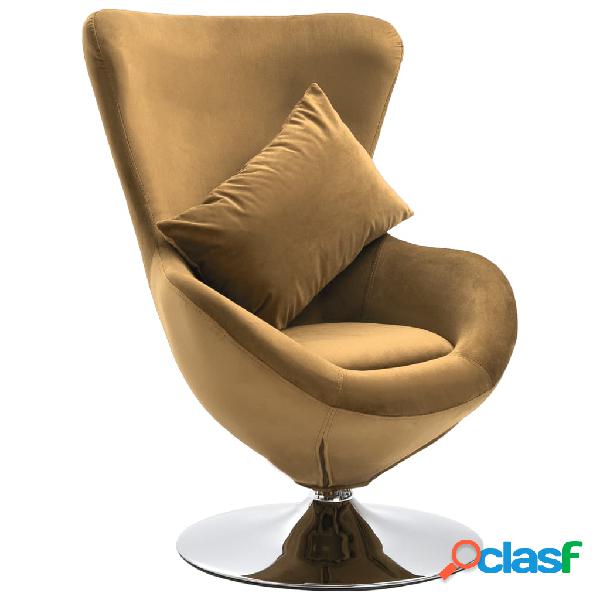 vidaXL Sillón egg giratorio de terciopelo con cojín