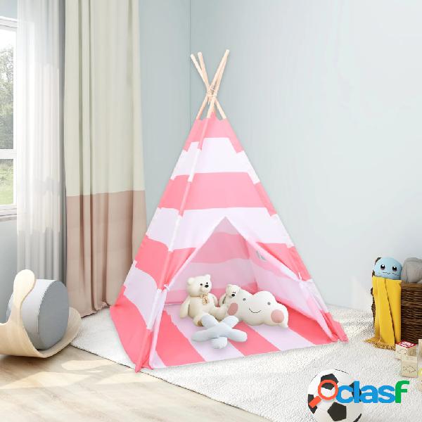 vidaXL Tienda tipi niños y bolsa piel de melocotón rayas