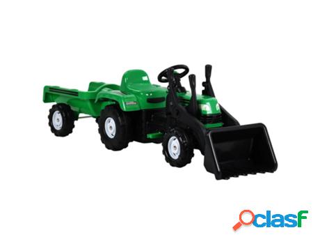 vidaXL Tractor de pedales para niños remolque y cargador