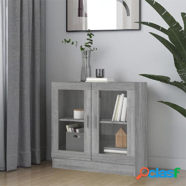 vidaXL Vitrina de madera contrachapada gris sonoma