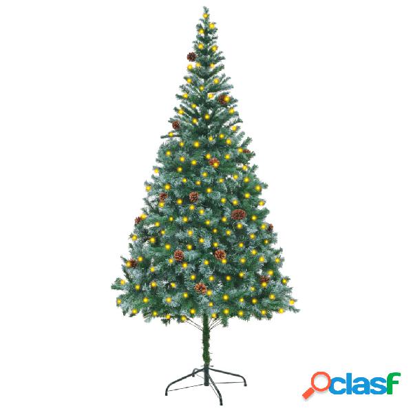 vidaXL Árbol de Navidad glaseado con LED y piñas 210 cm